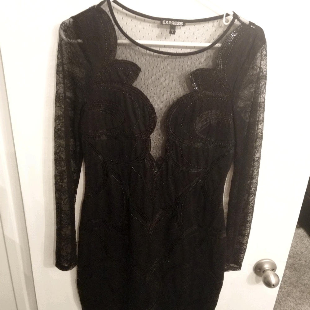 Express Black Sequin Cocktail Dress - Size 8